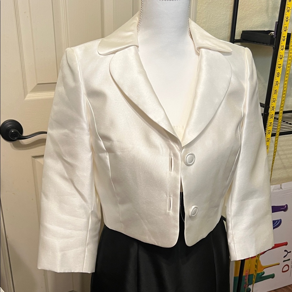 Tahari ASL Cream Satin Women's 2piece dress and jacket